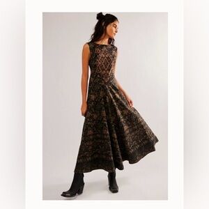 Free People Black and Brown Maxi Dress